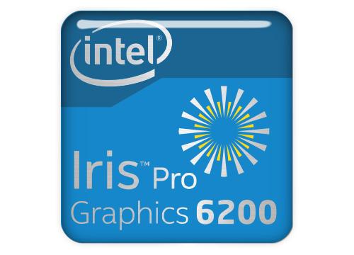 Intel Iris Pro Graphics 6200 1"x1" Chrome Effect Domed Case Badge / Sticker Logo