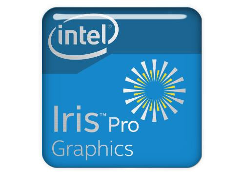 Intel Iris Pro Graphics 1"x1" Chrome Effect Domed Case Badge / Sticker Logo