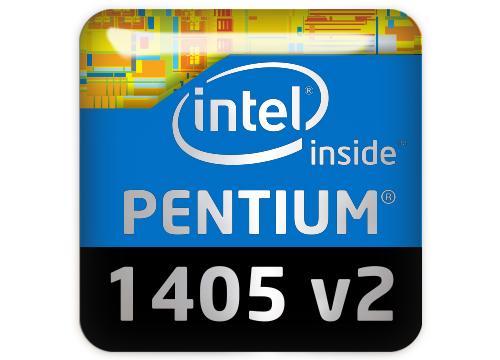 Intel Pentium 1405 v2 1"x1" Chrome Effect Domed Case Badge / Sticker Logo