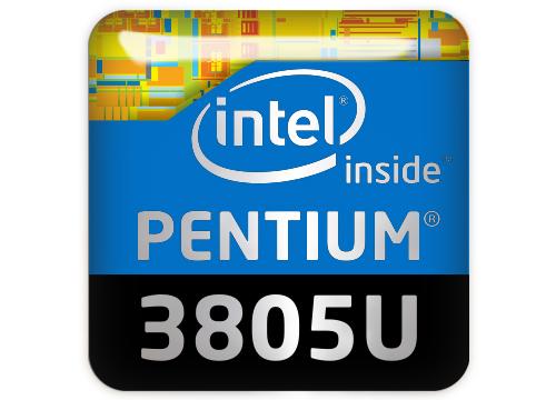 Intel Pentium 3805U 1"x1" Chrome Effect Domed Case Badge / Sticker Logo