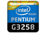 Insignia/logotipo adhesivo de carcasa abovedada con efecto cromado Intel Pentium G3258 de 1"x1"