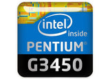 Insignia/logotipo adhesivo de carcasa abovedada con efecto cromado Intel Pentium G3450 de 1"x1"