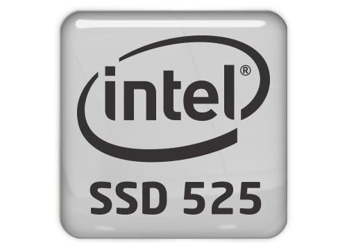 Insignia/logotipo adhesivo de carcasa abovedada con efecto cromado Intel SSD 525 de 1"x1"