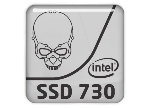 Intel SSD 730 1"x1" Chrome Effect Domed Case Badge / Sticker Logo