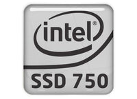 Intel SSD 750 1"x1" Chrome Effect Domed Case Badge / Sticker Logo