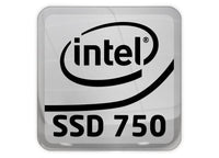 Pegatina con logotipo plano con efecto cromado Intel SSD 750 de 1"x1"