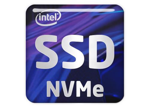 Intel SSD NVMe 1"x1" Chrome Effect Domed Case Badge / Sticker Logo