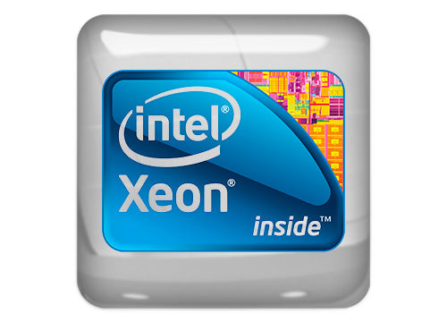 Intel Xeon Inside Design #1 1"x1" Chrome Effect Domed Case Badge / Sticker Logo