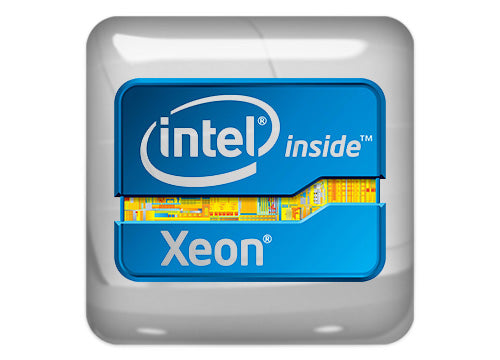 Intel Xeon Inside Design #2 1"x1" Chrome Effect Domed Case Badge / Sticker Logo