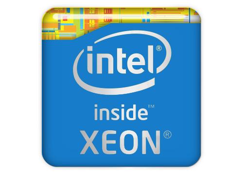 Intel Xeon Inside Blue 1"x1" Chrome Effect Domed Case Badge / Sticker Logo