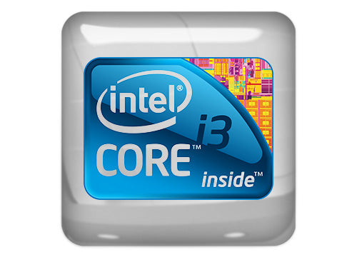 Intel Core i3 inside 1"x1" Chrome Effect Domed Case Badge / Sticker Logo