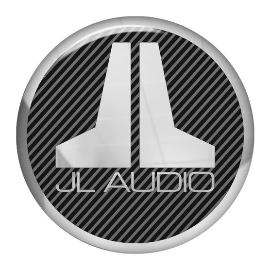 JL Audio 1.5" Diameter Round Chrome Effect Domed Case Badge / Sticker Logo