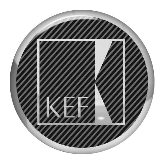 KEF 1.5" Diameter Round Chrome Effect Domed Case Badge / Sticker Logo