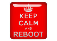 Keep Calm and Reboot Red 1"x1" Chrome Effect Domed Case Badge / Sticker Logo