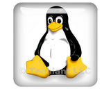 Linux Tux Penguin Classic White 1"x1" Domed Case Badge / Sticker Logo
