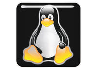 Linux Tux Penguin Black 1"x1" Chrome Effect Domed Case Badge / Sticker Logo