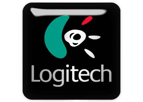 Logitech 1"x1" Chrome Effect Domed Case Badge / Sticker Logo