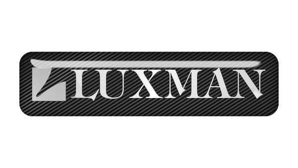 Insignia/logotipo adhesivo de caja abovedada con efecto cromado de Luxman de 2"x0,5"