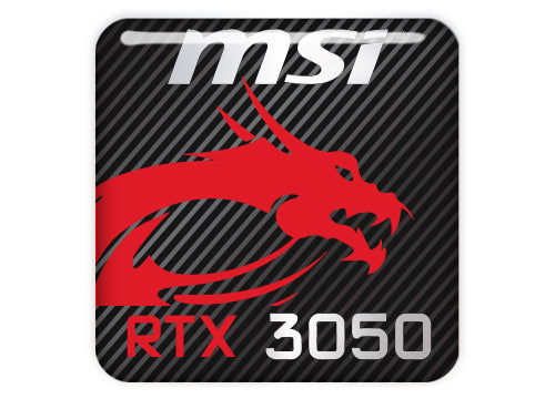 MSI GeForce RTX 3050 1"x1" Chrome Effect Domed Case Badge / Sticker Logo