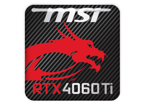 MSI GeForce RTX 4060 Ti 1"x1" Chrome Effect Domed Case Badge / Sticker Logo
