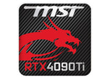 MSI GeForce RTX 4090 Ti 1"x1" Chrome Effect Domed Case Badge / Sticker Logo