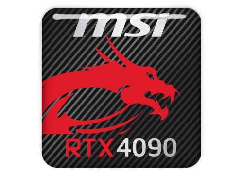 MSI GeForce RTX 4090 1"x1" Chrome Effect Domed Case Badge / Sticker Logo