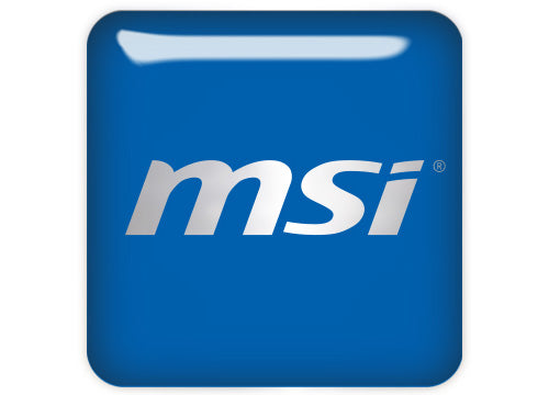 MSI Blue Reverse 1"x1" Chrome Effect Domed Case Badge / Sticker Logo
