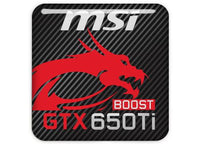 MSI GeForce GTX 650Ti BOOST 1"x1" Chrome Effect Domed Case Badge / Sticker Logo