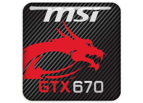 MSI GeForce GTX 670 1"x1" Badge de boîtier bombé effet chromé / Logo autocollant