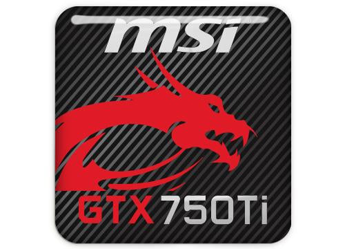 MSI GeForce GTX 750Ti 1"x1" Badge de boîtier bombé effet chromé / Logo autocollant