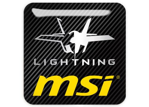 MSI Gaming Lightning 1"x1" Chrome Effect Domed Case Badge / Sticker Logo