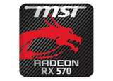 MSI Radeon RX 570 1"x1" Insignia de caja abovedada con efecto cromado / Logotipo adhesivo