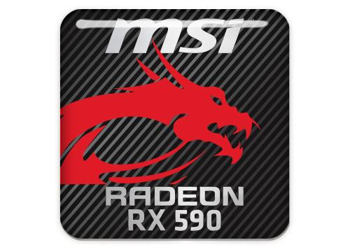 MSI Radeon RX 590 1"x1" Chrome Effect Domed Case Badge / Sticker Logo