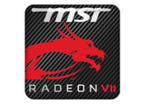 Insignia/logotipo adhesivo de caja abovedada con efecto cromado de MSI Radeon VII de 1"x1"