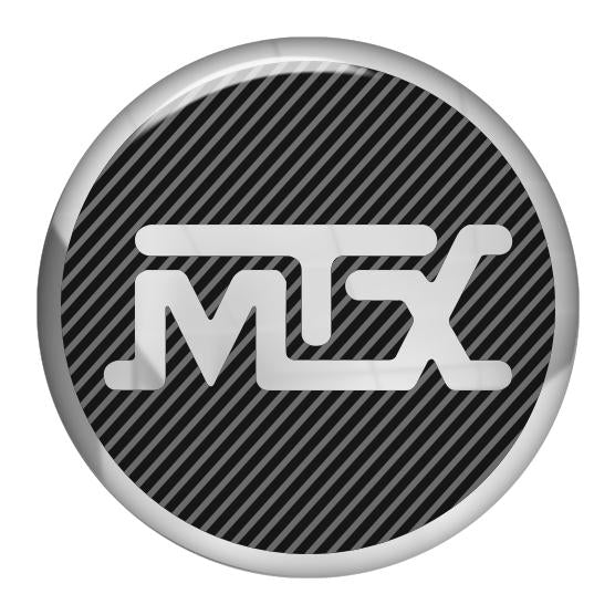 MTX 1.5" Diameter Round Chrome Effect Domed Case Badge / Sticker Logo
