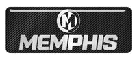 Memphis Car Audio 2,75 "x 1" efecto cromado caja abovedada insignia/logotipo adhesivo