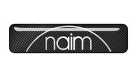 Insignia/logotipo adhesivo de caja abovedada con efecto cromado de 2"x0,5" de Naim Audio