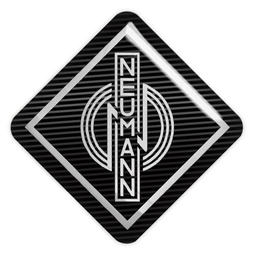 Insignia/logotipo adhesivo de caja abovedada con efecto cromado de 1"x1" de Neumann