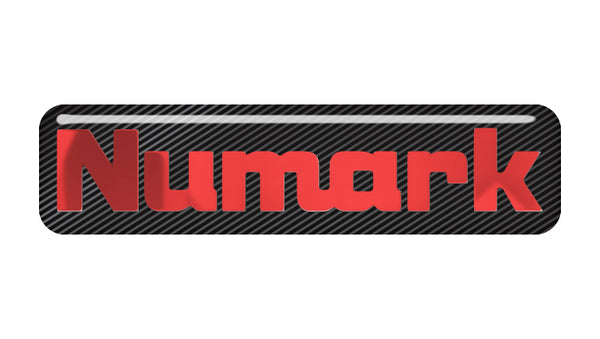 Numark Red 2"x0.5" Chrome Effect Domed Case Badge / Sticker Logo