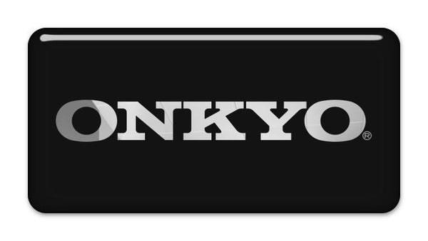 Onkyo 2"x1" Badge de boîtier bombé effet chromé / Logo autocollant