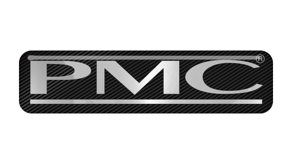 PMC Speakers Insignia/logotipo adhesivo de caja abovedada con efecto cromado de 2"x0,5"