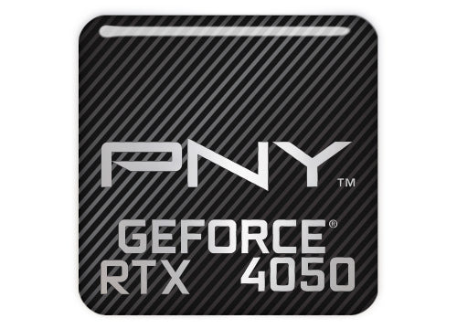 PNY GeForce RTX 4050 1"x1" Chrome Effect Domed Case Badge / Sticker Logo