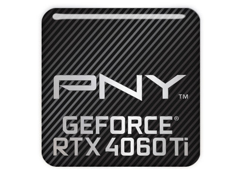 PNY GeForce RTX 4060 Ti 1"x1" Chrome Effect Domed Case Badge / Sticker Logo