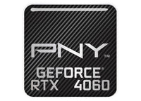 PNY GeForce RTX 4060 1"x1" Chrome Effect Domed Case Badge / Sticker Logo