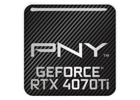 PNY GeForce RTX 4070 Ti 1"x1" Chrome Effect Domed Case Badge / Sticker Logo