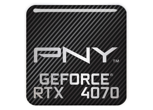 PNY GeForce RTX 4070 1"x1" Chrome Effect Domed Case Badge / Sticker Logo