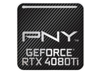 PNY GeForce RTX 4080 Ti 1"x1" Chrome Effect Domed Case Badge / Sticker Logo