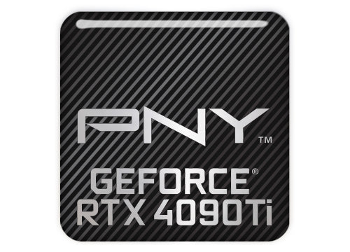 PNY GeForce RTX 4090 Ti 1"x1" Chrome Effect Domed Case Badge / Sticker Logo