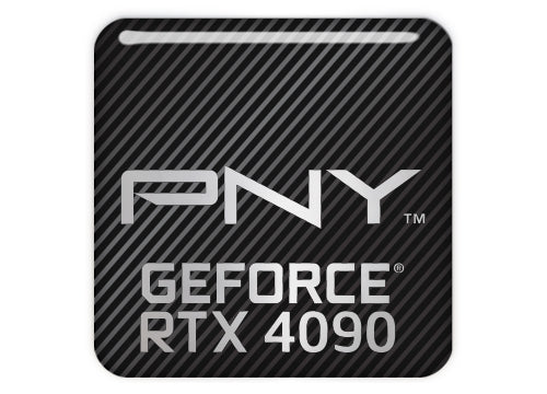PNY GeForce RTX 4090 1"x1" Chrome Effect Domed Case Badge / Sticker Logo