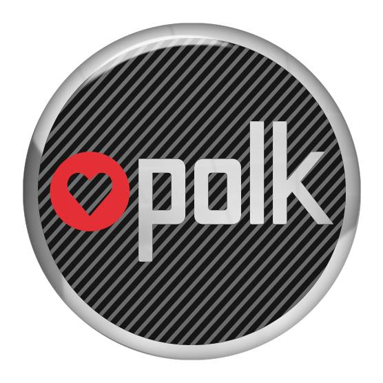 Polk Audio 1.5" Diameter Round Chrome Effect Domed Case Badge / Sticker Logo